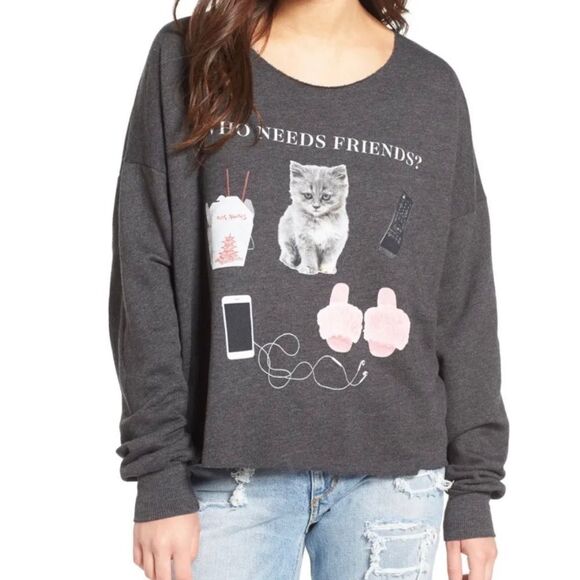 NWT Wildfox Who Needs Friends Pullover - Picture 5 of 9